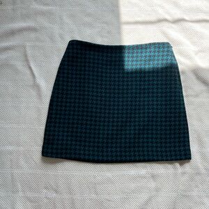 Loft Black Green Houndstooth Skirt Size 10